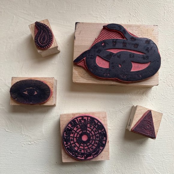 Occult-Themed Hand-Carved Rubber Stamps - Picture 2 of 3